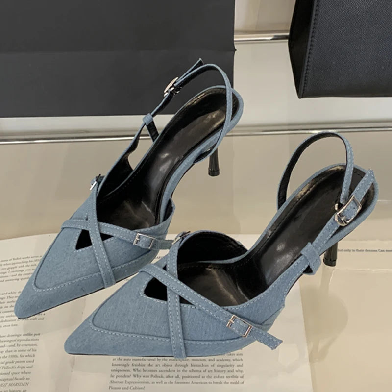 Buckle Strap Pointed Toe Stiletto Pumps for Women