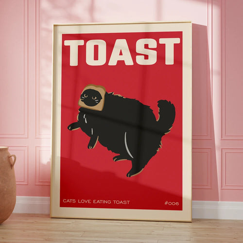 Black Cat Toast Wall Art Poster – Funny Cat Lover Gift