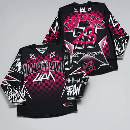 Oversized Goth Long Sleeve Baseball Jersey Shirt – Y2K Streetwear