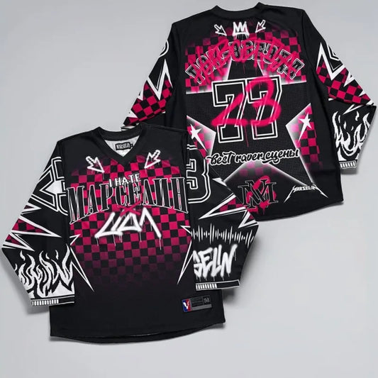 Oversized Goth Long Sleeve Baseball Jersey Shirt – Y2K Streetwear