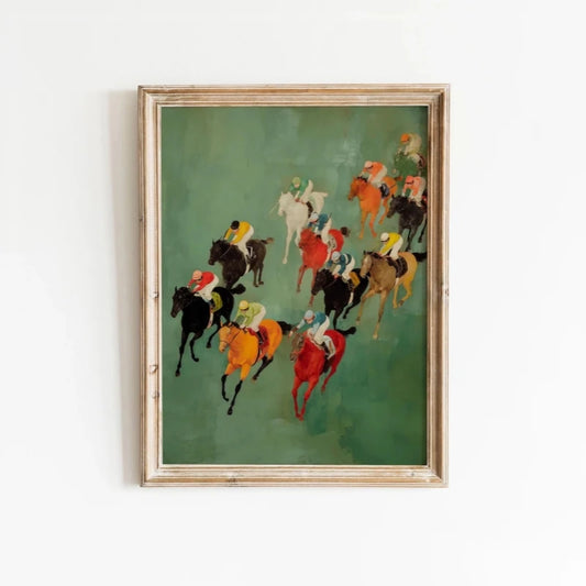 Vintage Horse Racing Wall Art Print – Colorful Jockey Poster