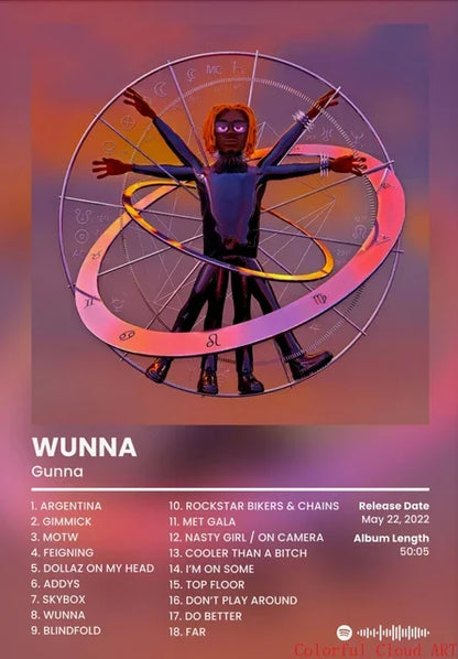 Gunna DS4EVER Album Tracklist Poster – Hip Hop Music Wall Art Print