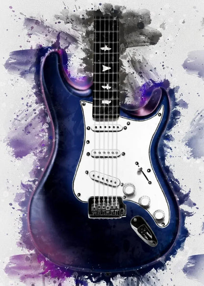 Electric Guitar on Fire Wall Art Print – Music Poster