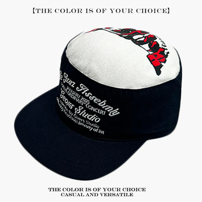 Retro Flat Brim Baseball Cap – Letter Embroidery Unisex Hat