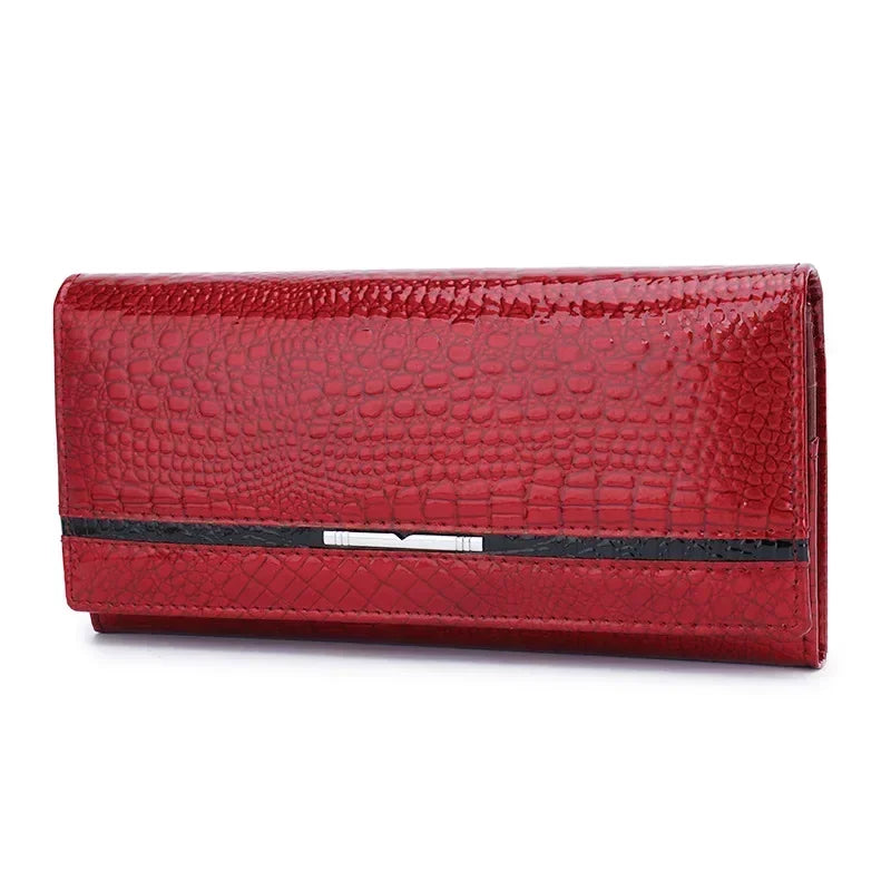 Alligator Pattern Genuine Leather Women's Long Wallet Clutch