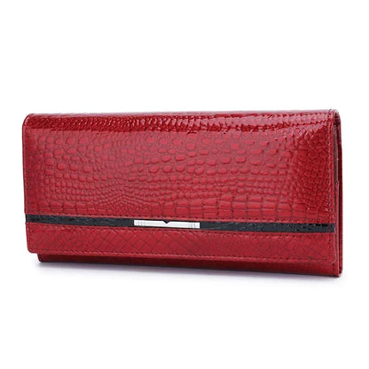 Alligator Pattern Genuine Leather Women's Long Wallet Clutch