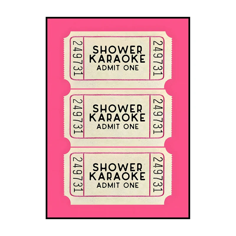 Shower Karaoke Admit One Poster – Funny Retro Bathroom Wall Art
