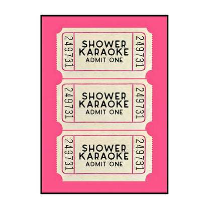 Shower Karaoke Admit One Poster – Funny Retro Bathroom Wall Art