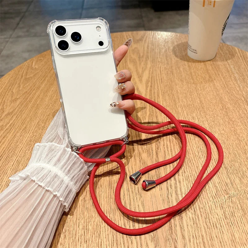 iPhone Crossbody Lanyard Case – Clear Shockproof Bumper Cover