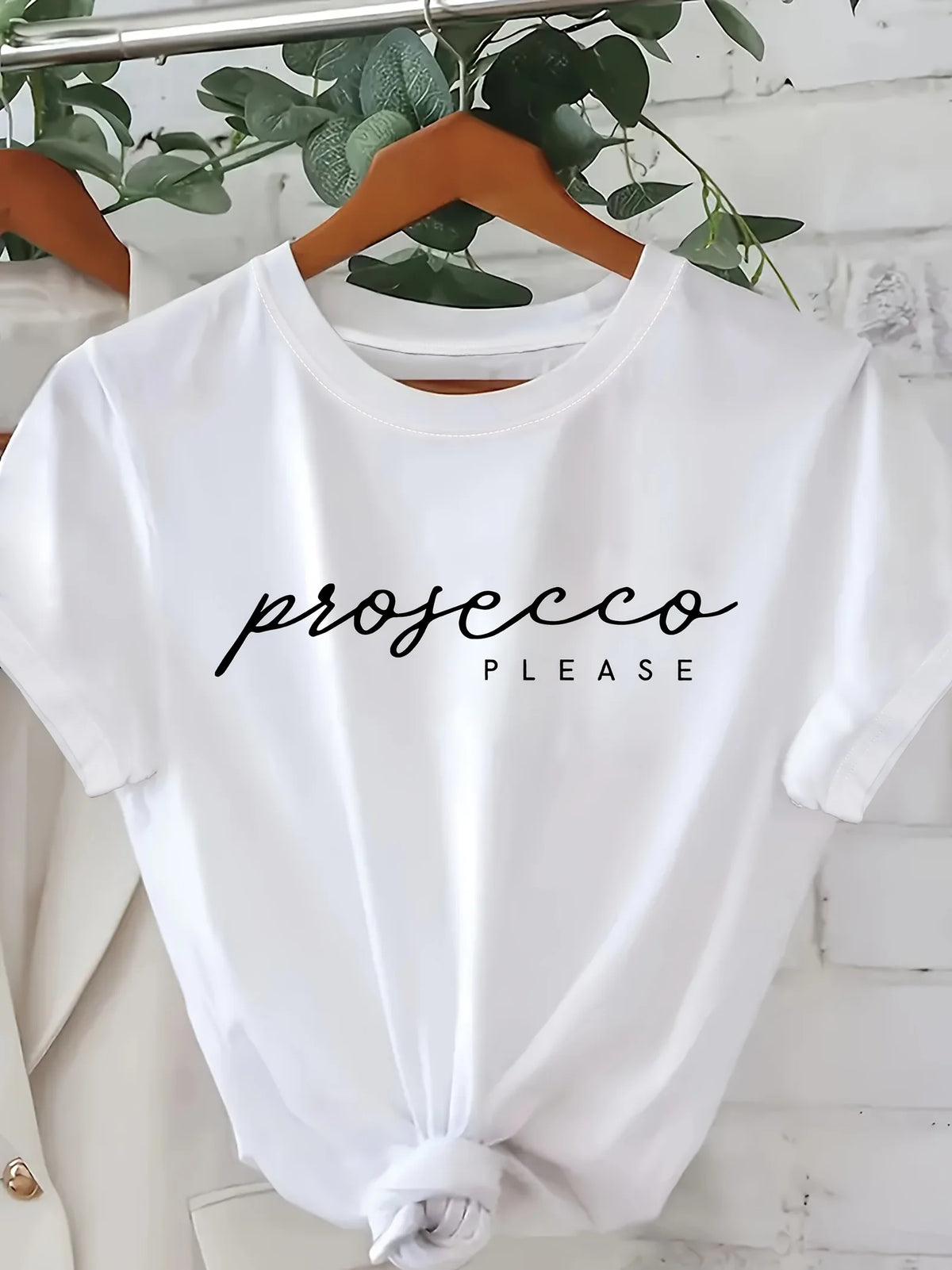 Prosecco Please Women's Graphic T-Shirt – Casual Crew Neck Tee