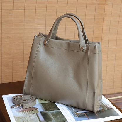 Genuine Leather Tote Bag – Vintage Women’s Shoulder Handbag