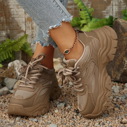 Chunky Platform Sneakers for Women – Retro Breathable Sport Shoes