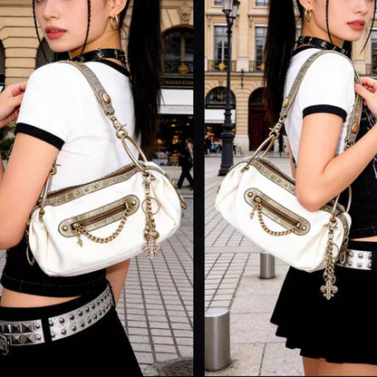 Y2K Rivet Motorcycle Bag – Women's Retro Crossbody Purse