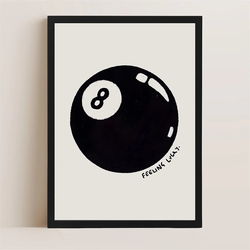 8-Ball Feeling Lucky Minimalist Wall Art Poster