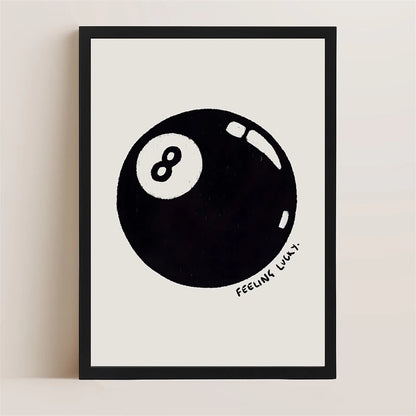8-Ball Feeling Lucky Minimalist Wall Art Poster
