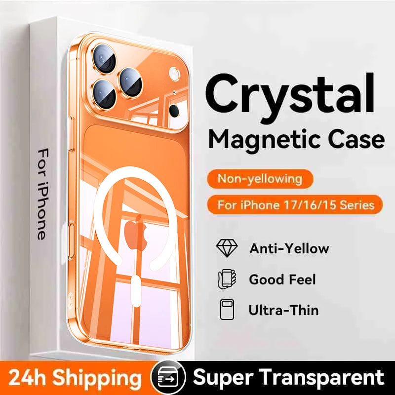 Crystal Clear MagSafe iPhone Case – Anti-Yellow, Ultra-Thin | iPhone 12–17 Series