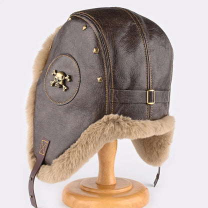 Skull Bomber Hat – Faux Fur Trapper Hat with Earflaps