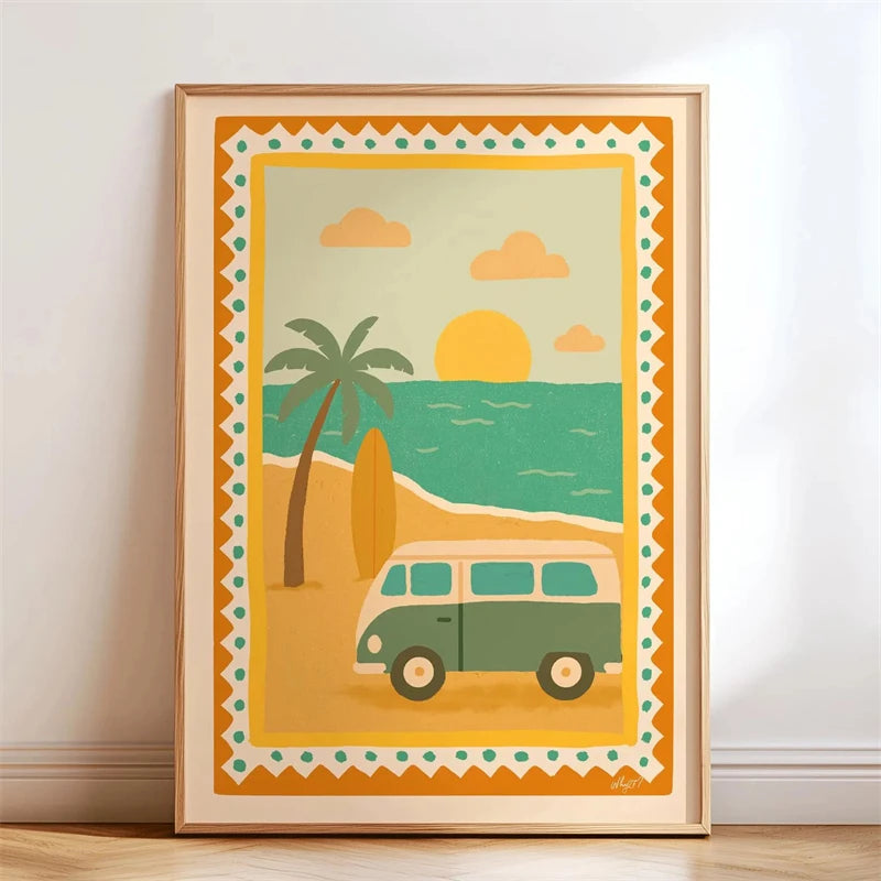 Boho Cat Bicycle Wall Art Poster – Kids Nursery Print
