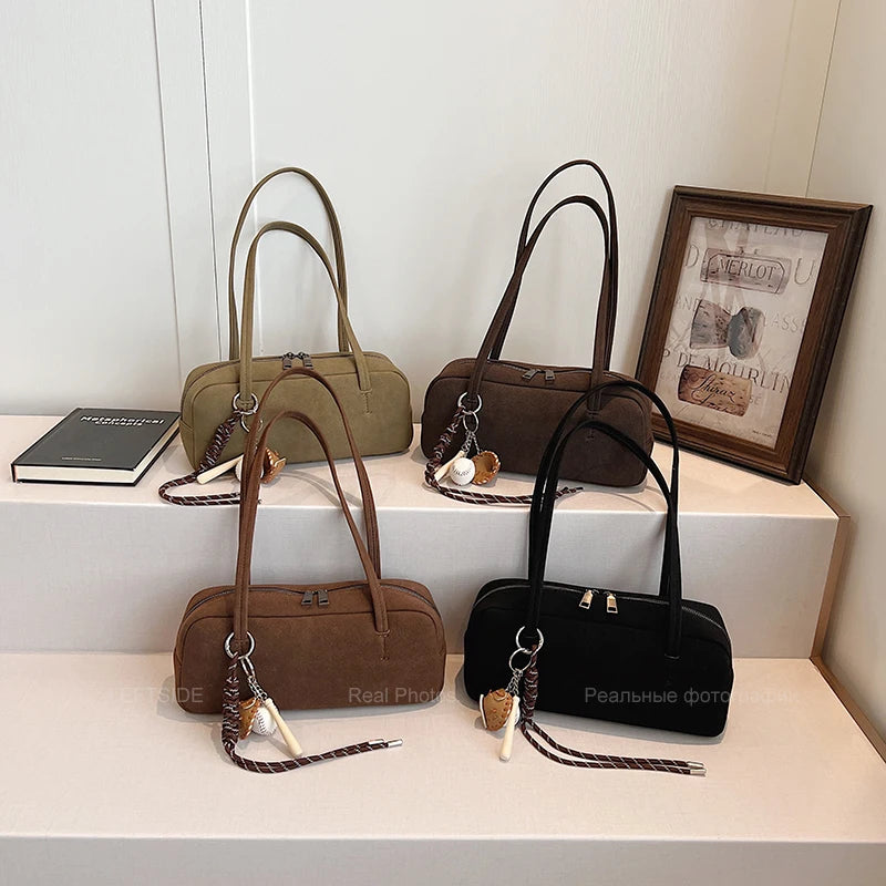 Leftside Women S Small Faux Suede Armpit Bag Winter Retro Underarm Shoulder Luxury Designer Handbags