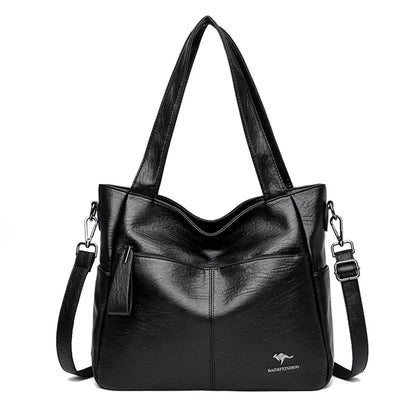 Women's Leather Tote Bag – Top Handle Shoulder Handbag