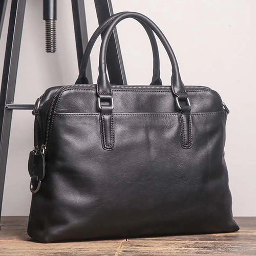 Genuine Leather Men's Briefcase – 14" Laptop Business Bag