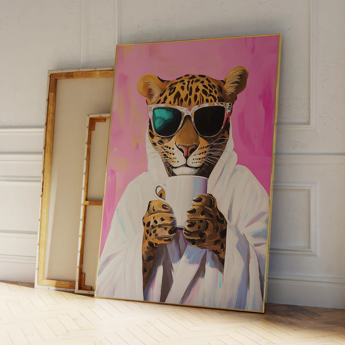 Leopard Coffee Wall Art Print – Dopamine Pink Poster