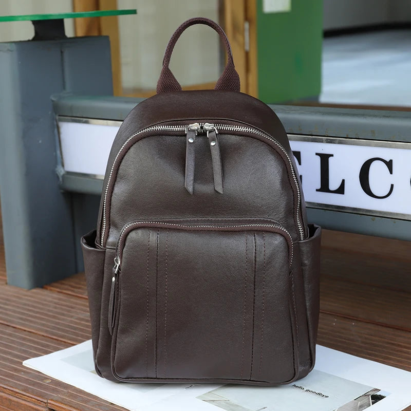 Top Grain Genuine Leather Backpack – Large Capacity Travel Bag