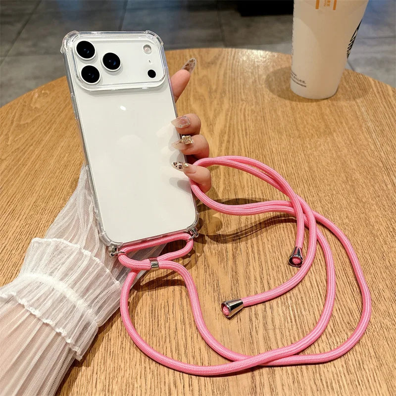 iPhone Crossbody Lanyard Case – Clear Shockproof Bumper Cover