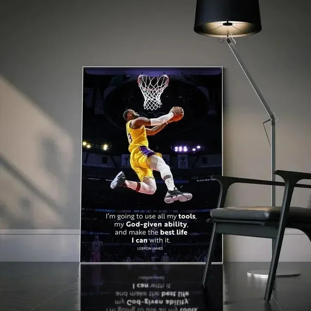 Kobe Bryant Inspirational Basketball Wall Art Poster – Slam Dunk Sports Decor