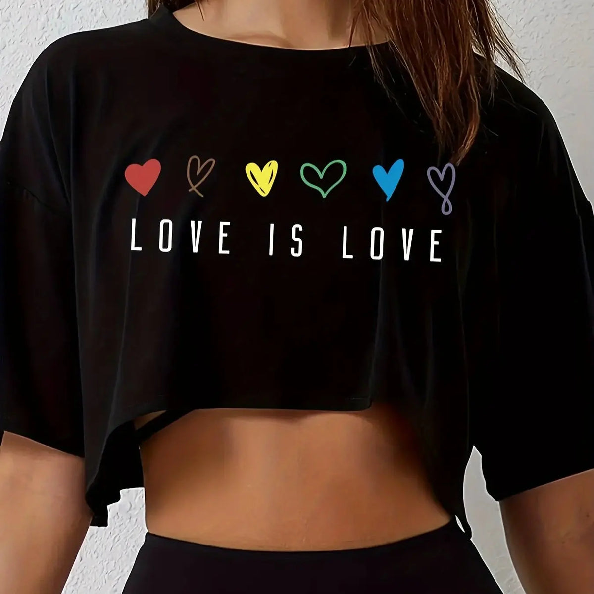 Love Is Love Pride Crop Top T-Shirt – Women's Casual Loose Fit