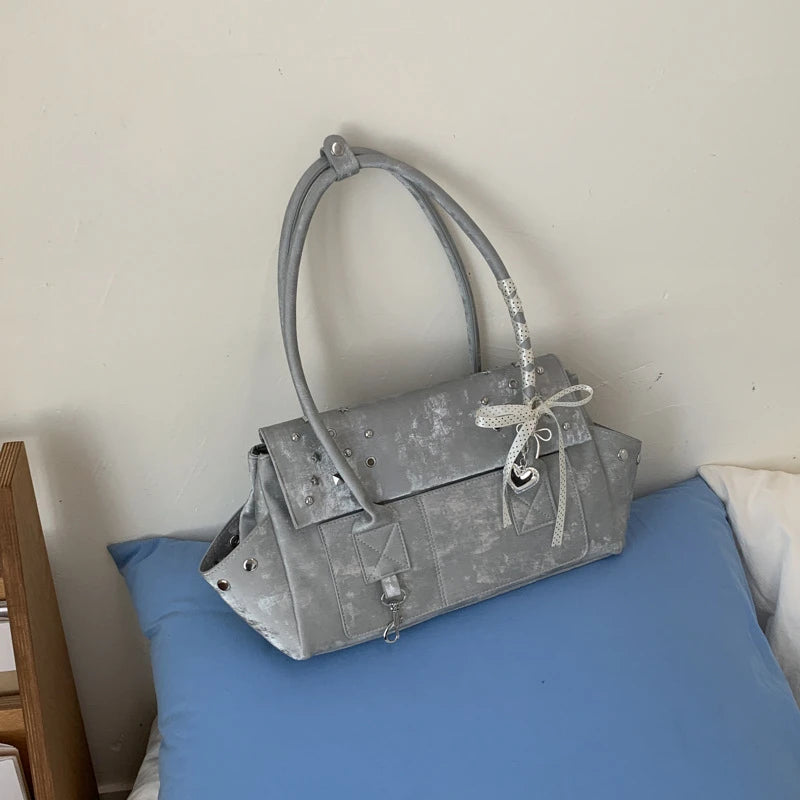 Vintage Studded Shoulder Handbag