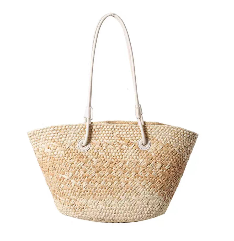Colorful Straw Woven Beach Bag Large Capacity Underarm Basket Bag