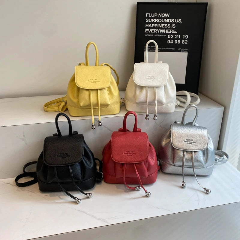 Candy Color Women's Cute Small Pu Leather Backpacks