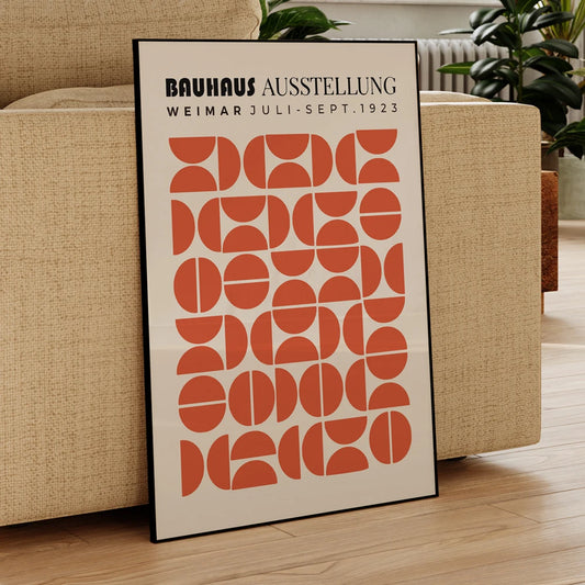 Bauhaus Wall Art Print – Orange Geometric Semicircle Poster