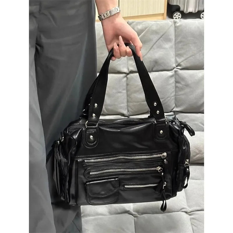 Vintage Punk Women Tote Bags Mujer Moto Style