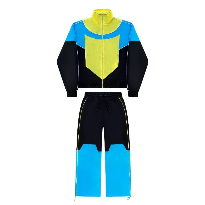 Y2K Color Block Tracksuit Set – Unisex Retro 90s Streetwear