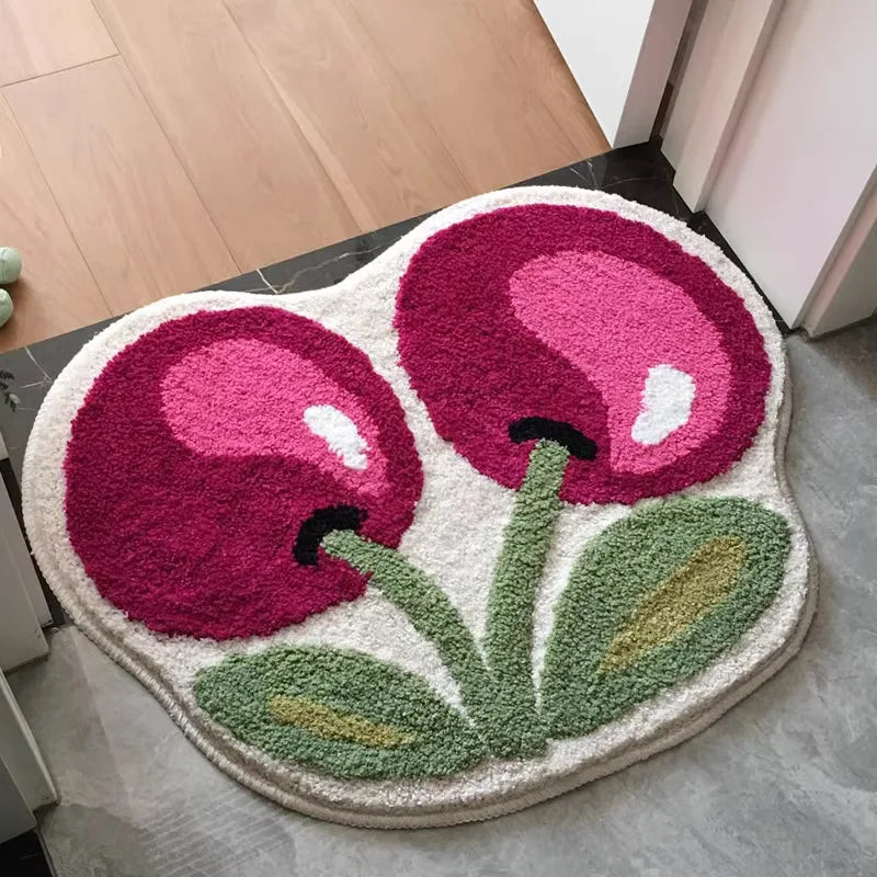 Cherry Bath Mat – Soft Non-Slip Bedroom & Bathroom Rug