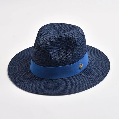 Panama Straw Sun Hat Unisex Elegant Beach Travel Hat