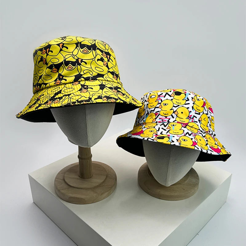 Duck Print Bucket Hat – Reversible Unisex Fisherman Cap