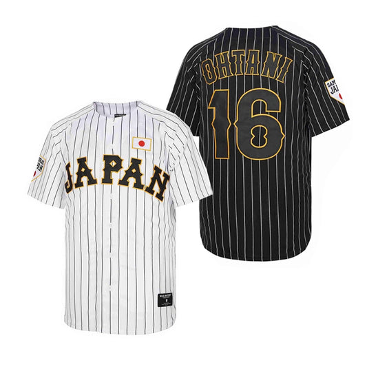 Ohtani #16 Japan Baseball Jersey – Embroidered Pinstripe Sportswear