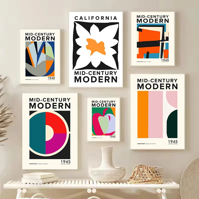 Mid-Century Modern Wall Art Poster – Retro Abstract Geometric Print