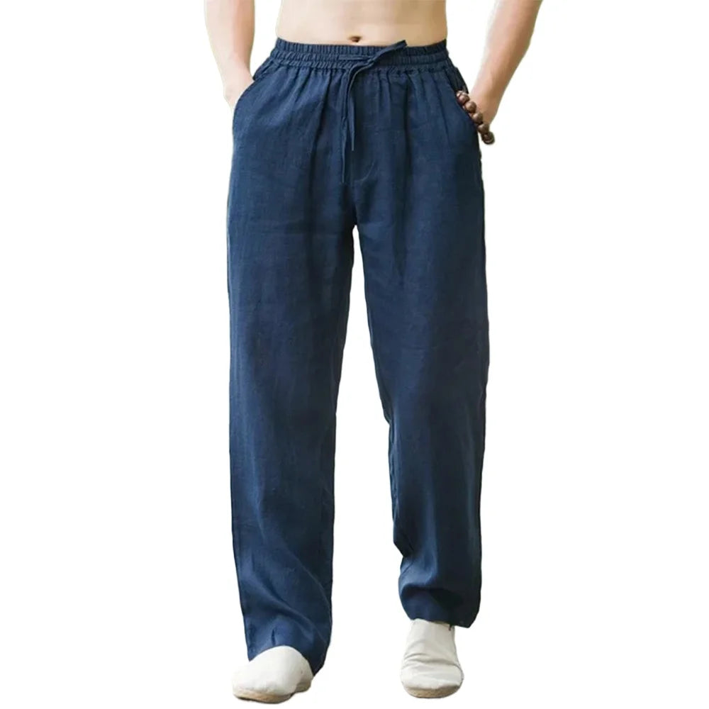 Men's Cotton Linen Pants – Loose Wide-Leg Summer Trousers