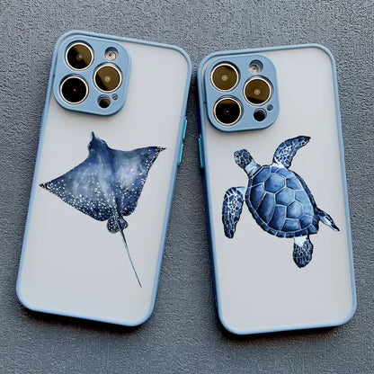 iPhone Case Ocean Wave Frosted with Camera Lens Protection