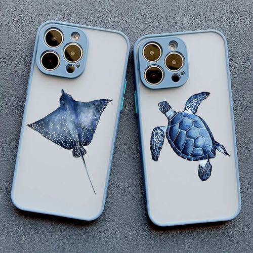 iPhone Case Ocean Wave Frosted with Camera Lens Protection