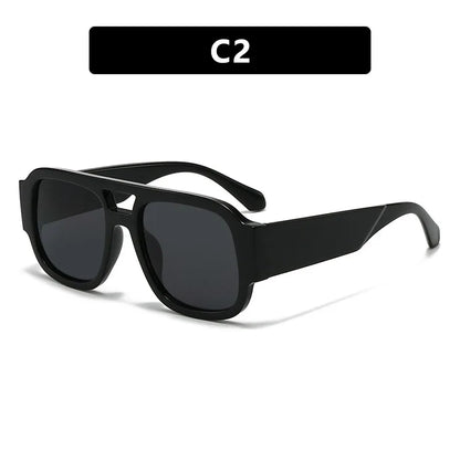 Double Bridges Square Sunglasses Women Candy Color Retro Wide Legs Men Sun Glasses Shades Uv400