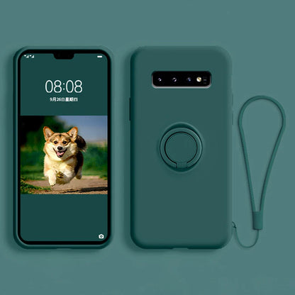 Soft Silicone Samsung Galaxy Case with Ring Holder and Wrist Strap