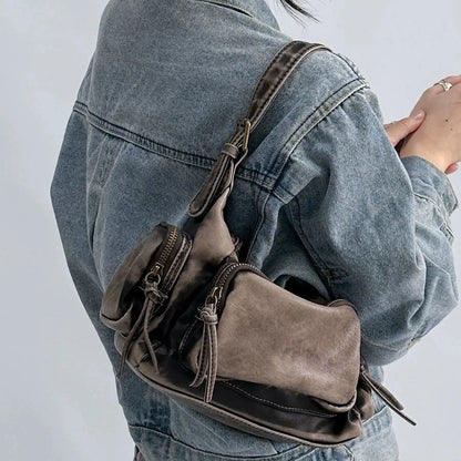 Women's Y2K Punk Shoulder Bag – Vintage Grunge Denim Handbag
