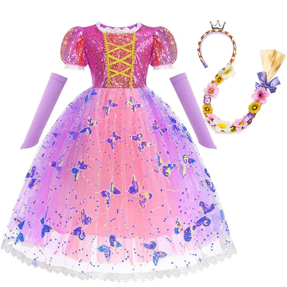 Rapunzel Purple Puffy Dress With Accessories