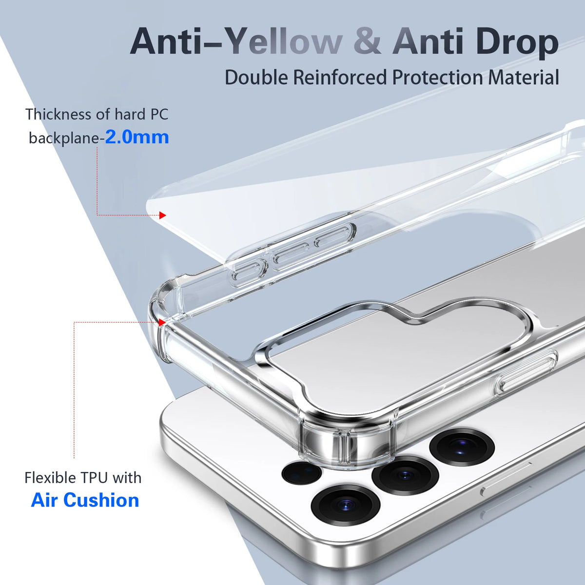 Transparente Anti-Yellowing Phone Cases Samsung S25 Ultta S24 S23 Plus S22 S21 S20 Fe A15 A16 A06