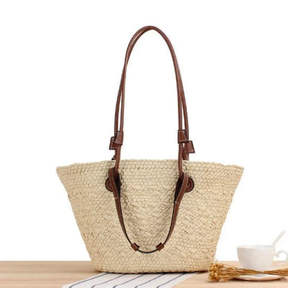 Colorful Straw Woven Beach Bag Large Capacity Underarm Basket Bag